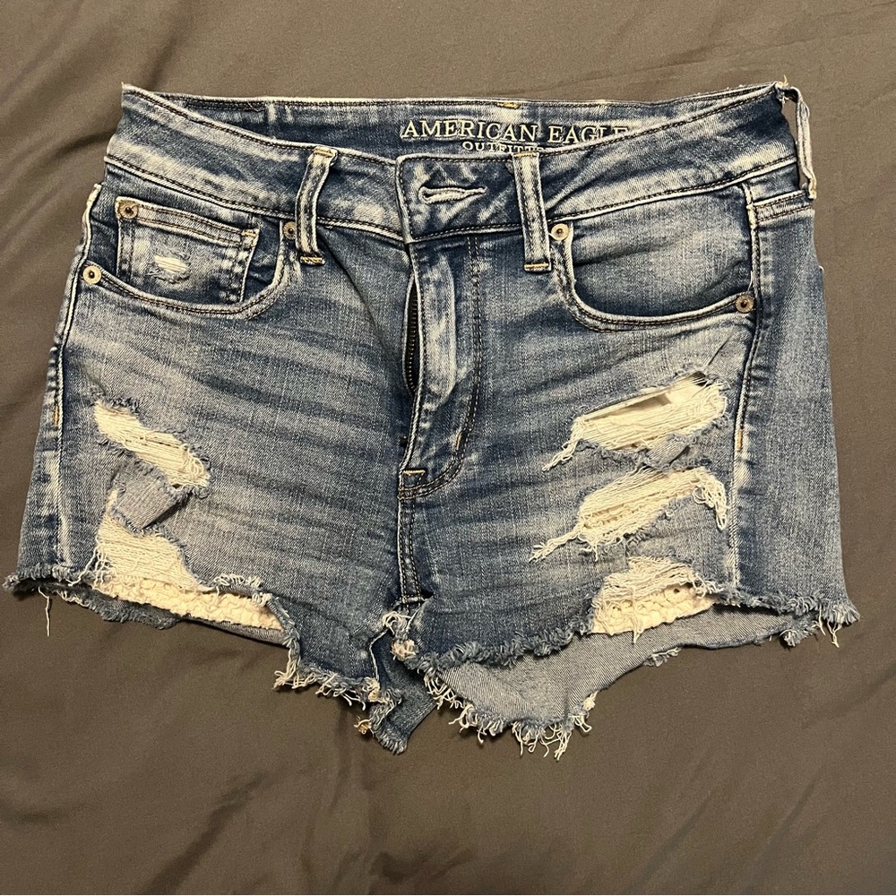 American Eagle Next Level StretchX Hi-Rise Shortie Denim Shorts Sz 6